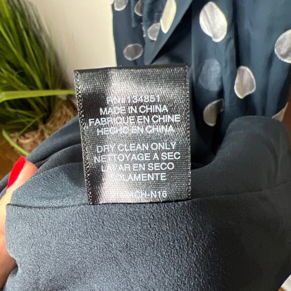 Charles Henry BRAND NEW Navy Polka Dot Wrap Dress Size Large Sheer Long Sleeves - Picture 9 of 9